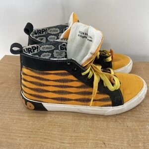 GARFIELD BY PAWS MENS GROUND UP HIGH TOP SNEAKER SHOES SIZE 7 ORANGE BLACK